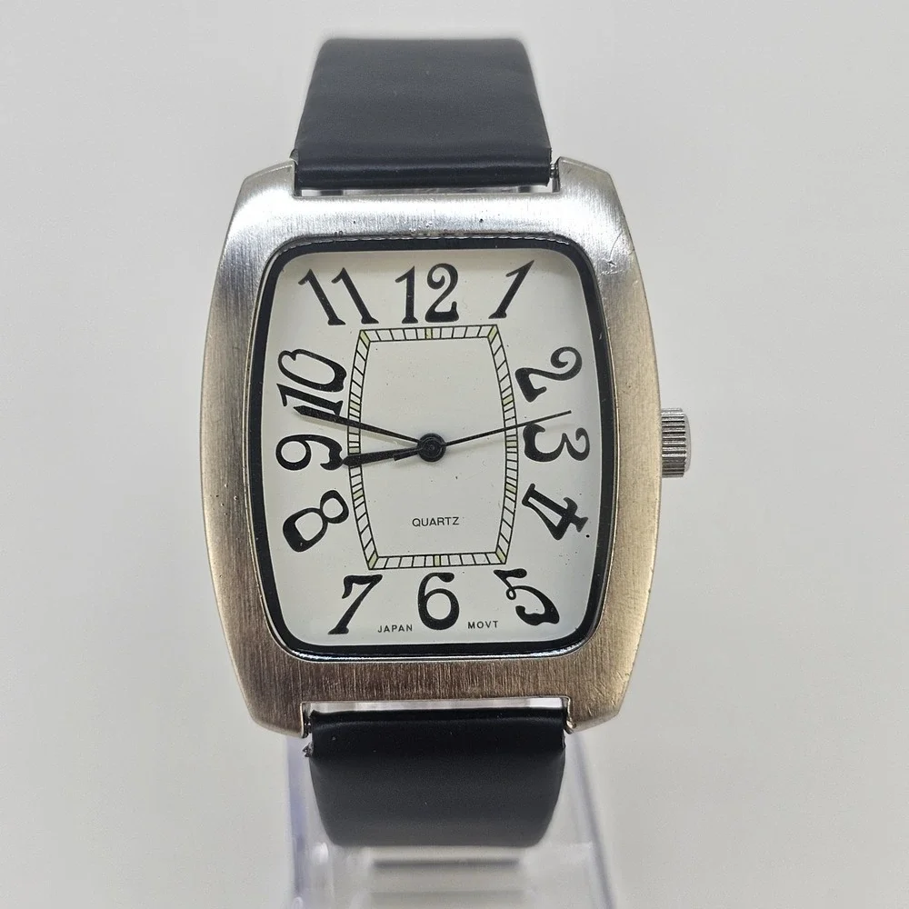 Easy Reader Women's Watch 36MM White Dial Black Faux Leather Bands NEW Battery